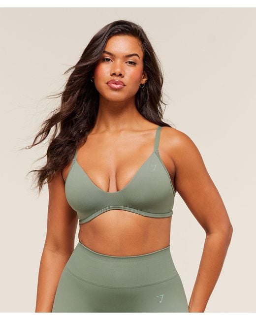 GYMSHARK Green Soft Sculpt V-Neck Sports Bra