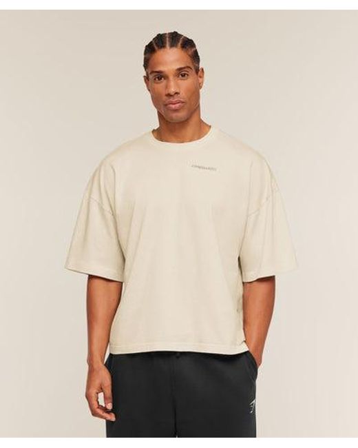 GYMSHARK Natural Accent Boxy T-Shirt for men