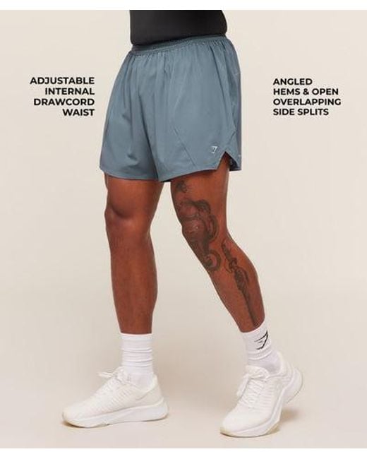 GYMSHARK Blue Running 5" Shorts for men