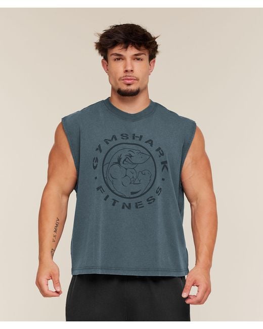 GYMSHARK Blue Vintage Legacy Tank for men