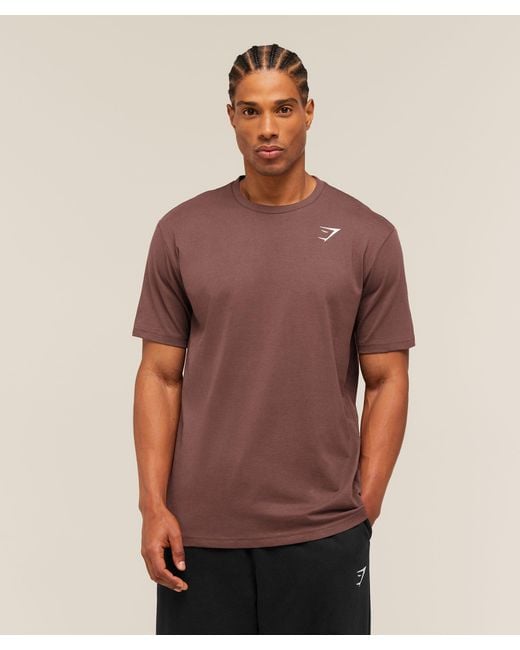 GYMSHARK Brown Crest T-Shirt for men