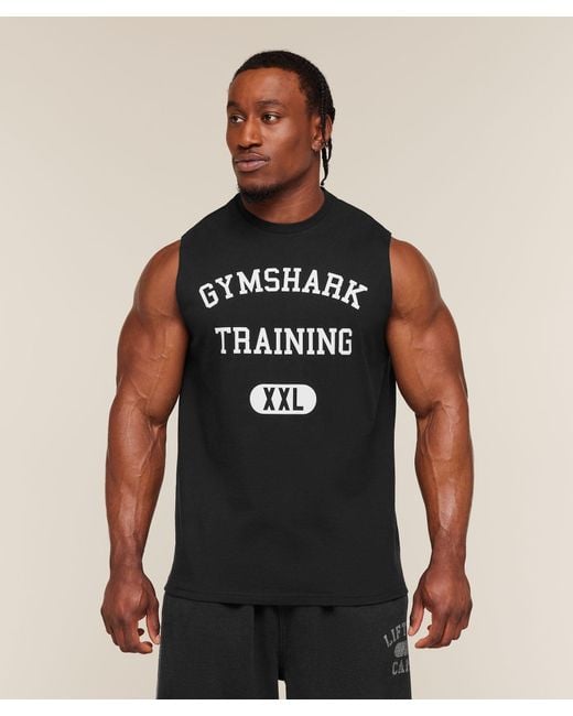 GYMSHARK Black Training Graphic Tank for men
