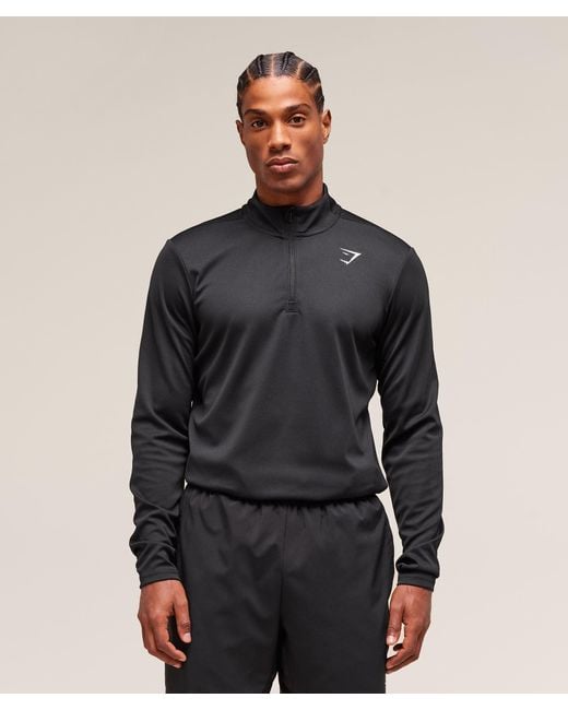 GYMSHARK Black Arrival 1/4 Zip for men