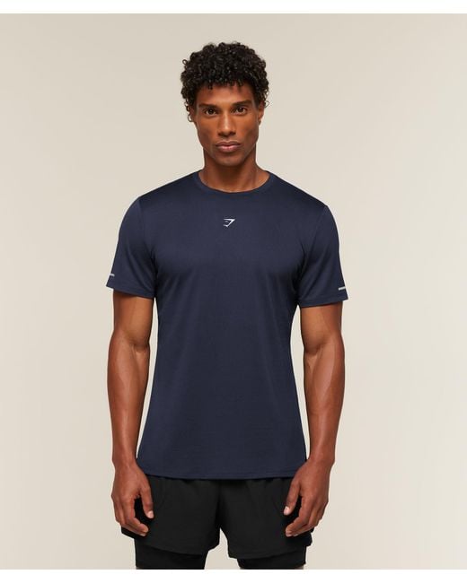 GYMSHARK Blue Running T-Shirt for men