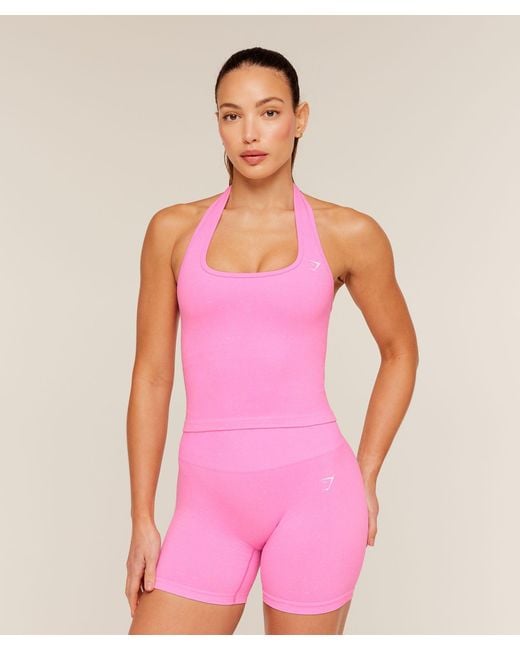 GYMSHARK Pink Adapt Fleck X Whitney Tank With Shelf