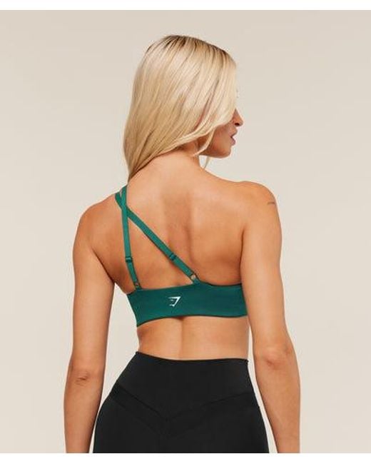 GYMSHARK Green One Shoulder Sports Bra