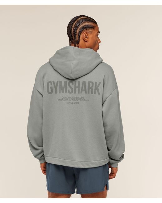GYMSHARK Gray Conditioning Club Washed Zip Through Hoodie for men