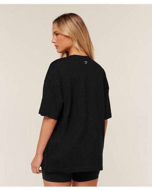 GYMSHARK Black Collegiate Graphic T-Shirt