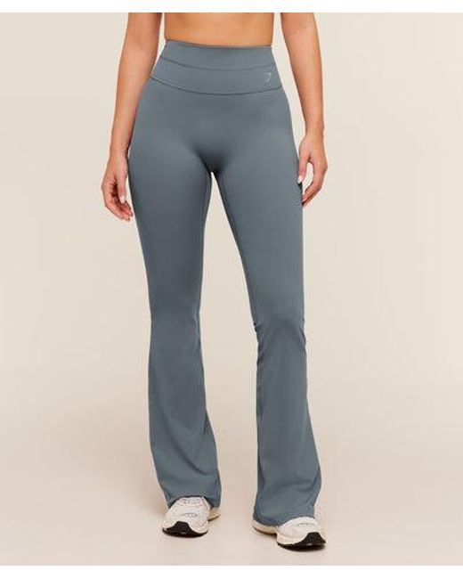 GYMSHARK Blue Crossover Back Flared Leggings