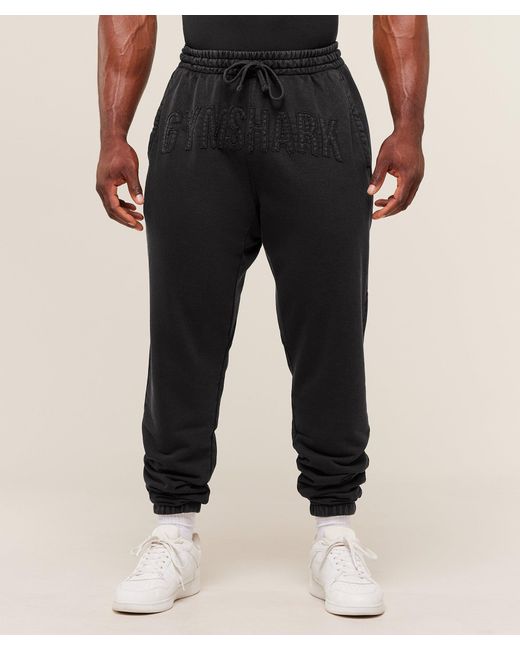GYMSHARK Black Power Washed Joggers for men