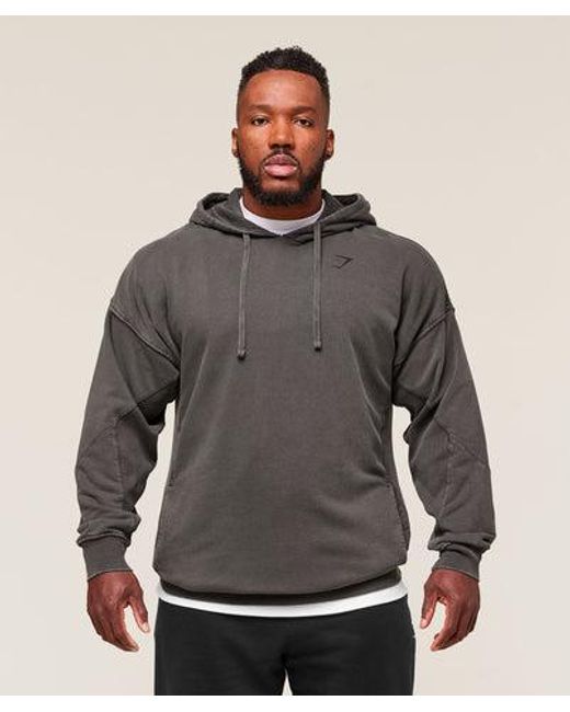 GYMSHARK Gray Power Washed Hoodie for men
