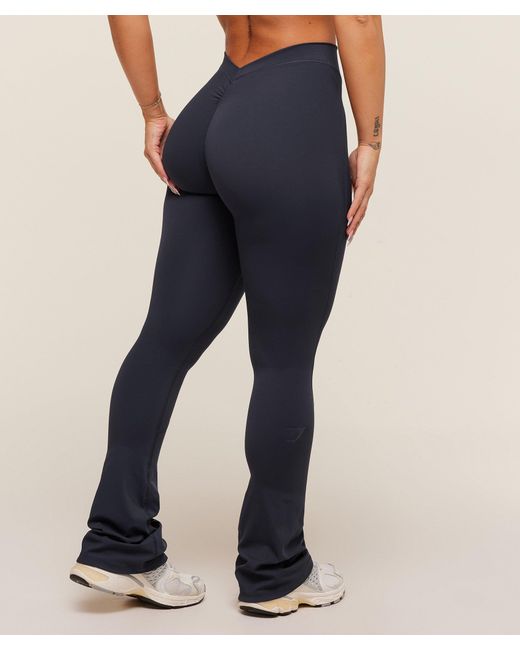 GYMSHARK Blue Lifting Dipped Waistband Flared Leggings