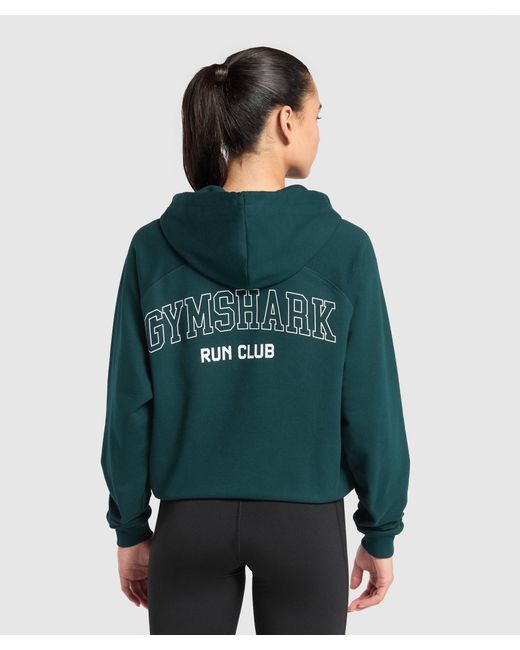 GYMSHARK Green Running Graphic Hoodie