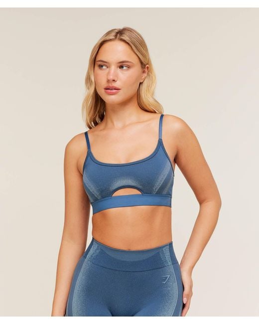 GYMSHARK Blue Charge Seamless Sports Bra