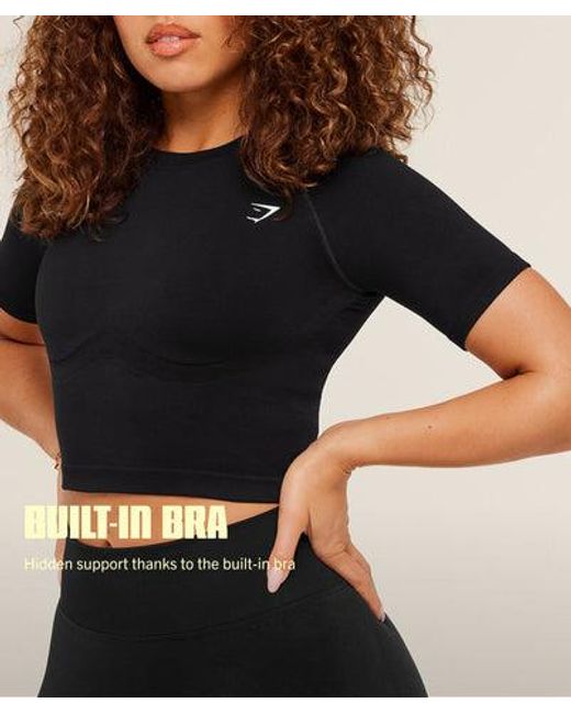GYMSHARK Black Lift Seamless Short Sleeve Top