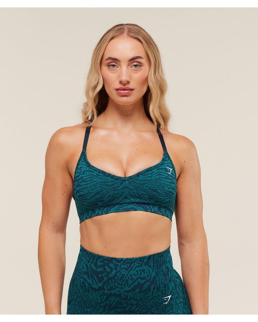 GYMSHARK Blue Adapt Animal Seamless Sports Bra