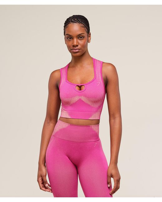 GYMSHARK Pink Diffuse Seamless Cropped Tank