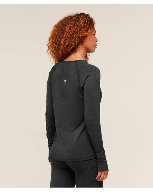 GYMSHARK Black Vital Seamless Light Long Sleeve Top