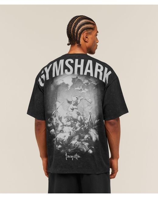 GYMSHARK Black X Frazetta Power T-Shirt for men