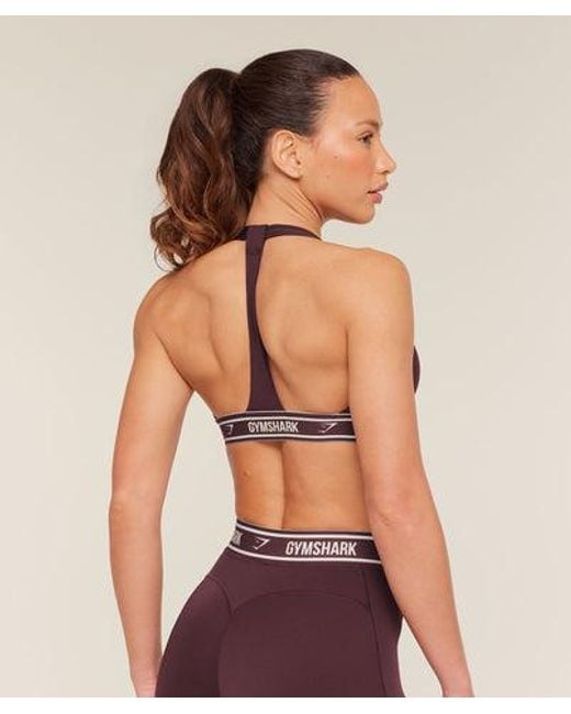 GYMSHARK Green Light Support Halter Neck Logo Sports Bra