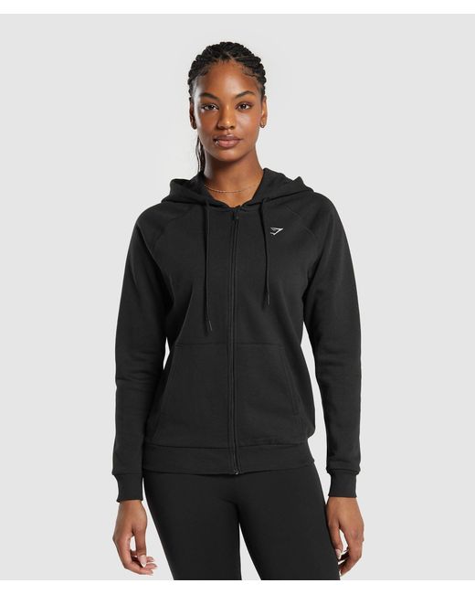 GYMSHARK Black Training Fleece Zip Hoodie