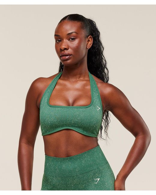 GYMSHARK Green Adapt Fleck X Whitney Halterneck Sports Bra