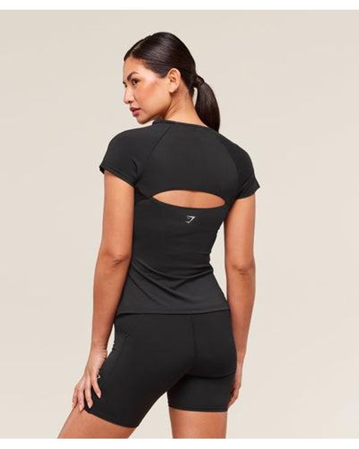 GYMSHARK Black Running Back Vent T-Shirt