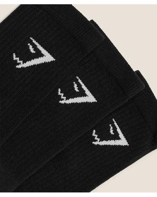 GYMSHARK Black Crew Socks 3Pk