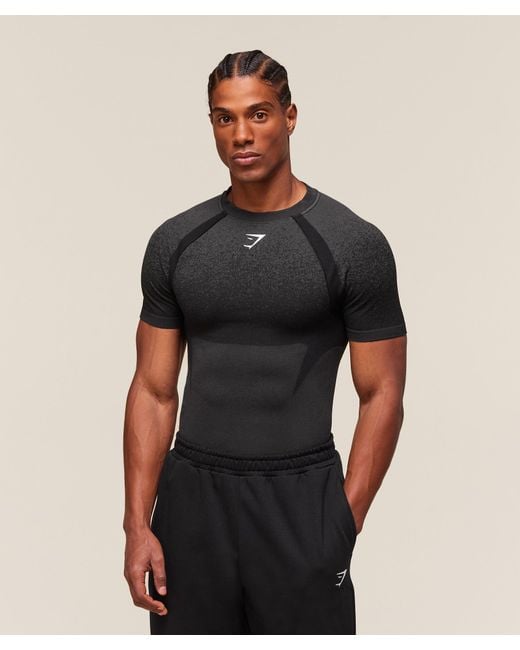 GYMSHARK Black Shadow Seamless T Shirt for men