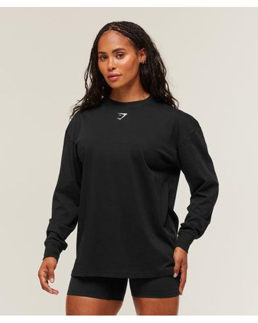 GYMSHARK Black Power Long Sleeve Top