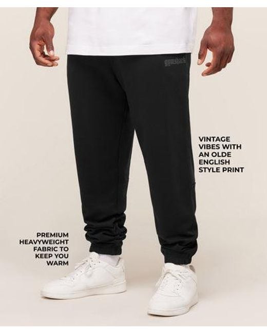 GYMSHARK Black Olde English Joggers for men