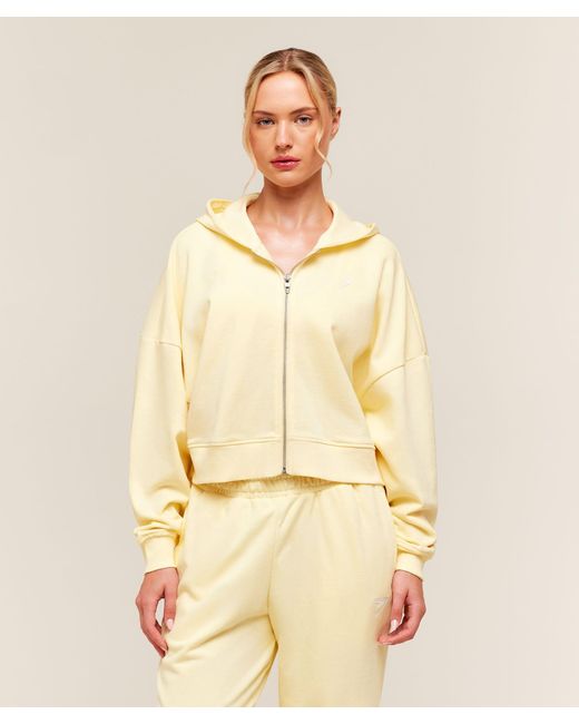 GYMSHARK Natural Training Oversized Boxy Zip Through Hoodie