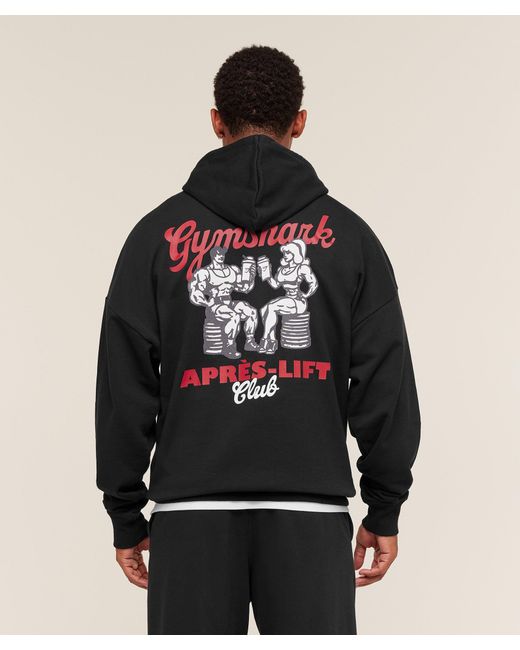 GYMSHARK Black Après-Lift Club Hoodie for men