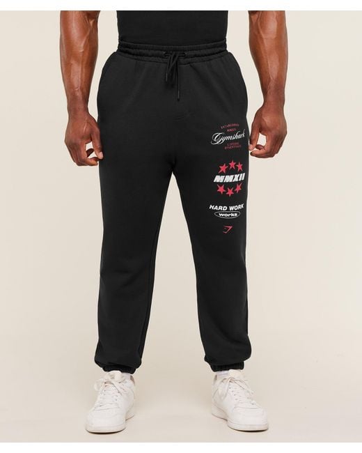 GYMSHARK Black Global Lifting Graphic Pants for men