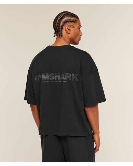 GYMSHARK Black Accent Boxy T-Shirt for men