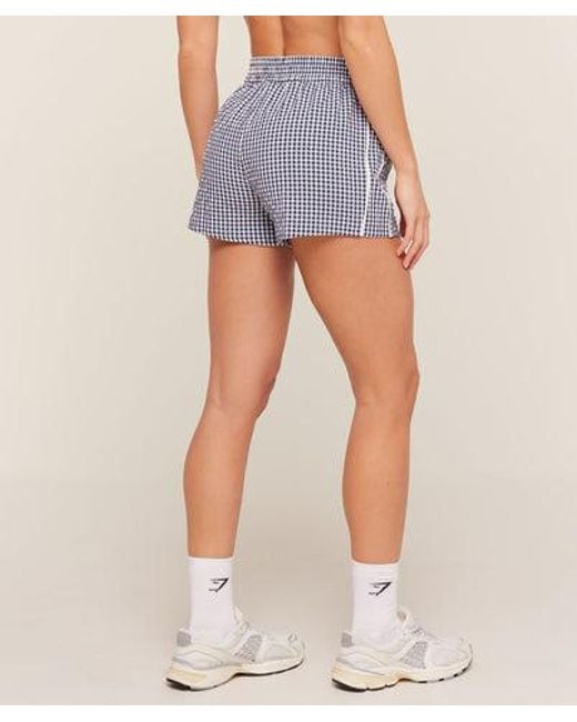 GYMSHARK Blue Gingham Shorts