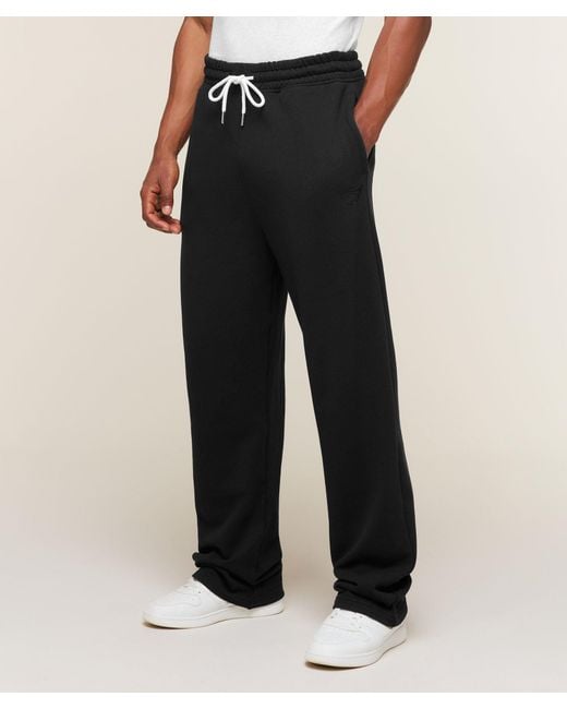 GYMSHARK Black Campus Crest Wide Leg Joggers for men