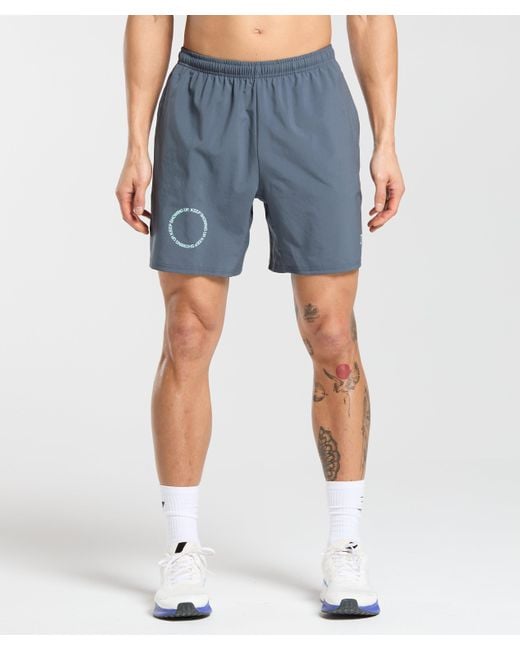 GYMSHARK Blue Keep Showing Up 7" Shorts for men