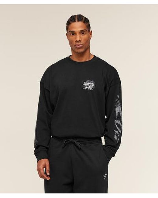GYMSHARK Black Strength Fitness & Lifestyle Long Sleeve T-Shirt for men