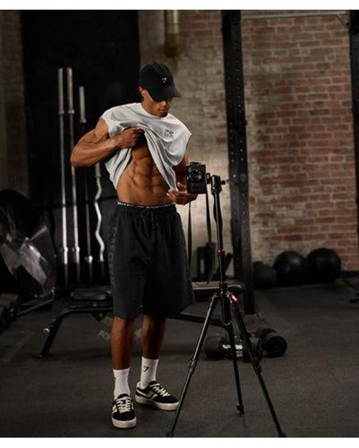GYMSHARK White Accent Capped Sleeve T-Shirt for men