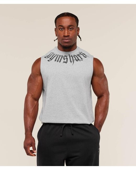 GYMSHARK Gray Fade Graphic Tank for men