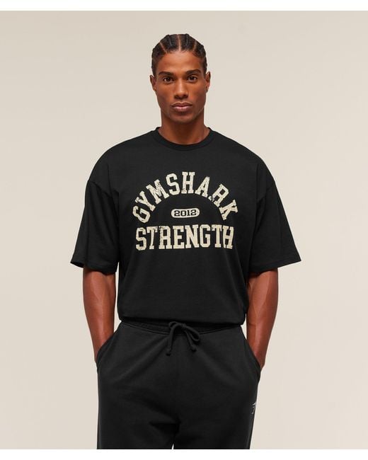 GYMSHARK Black 2012 Strength T-Shirt for men