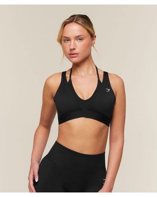 GYMSHARK Black Double Layer Medium Support Sports Bra