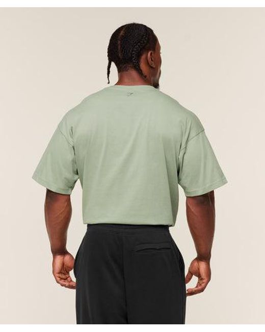 GYMSHARK Green Olde English T-Shirt for men