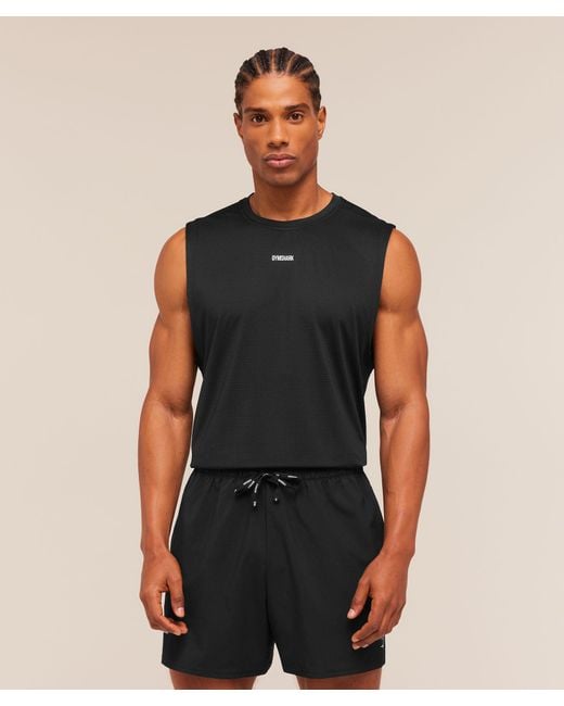 GYMSHARK Black Train Cut Off Tank for men