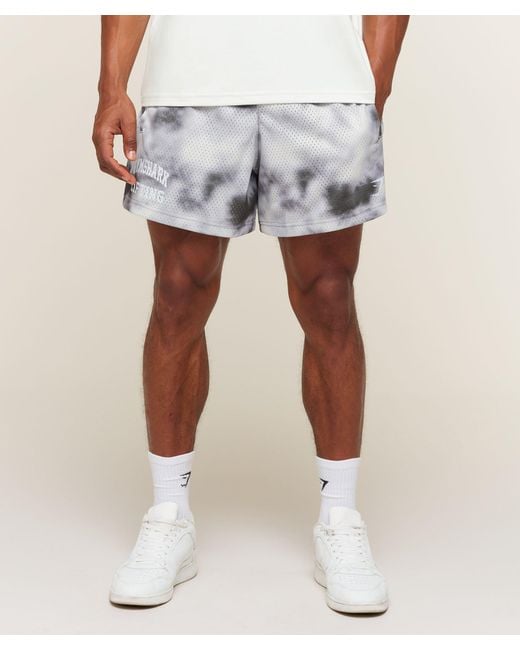 GYMSHARK White Lifting Mesh 5" Shorts for men