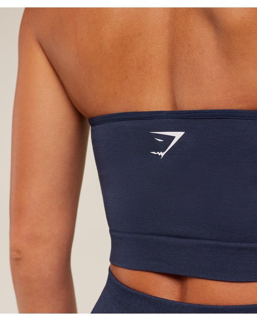 GYMSHARK Blue Vital Halter Neck Tank With Shelf