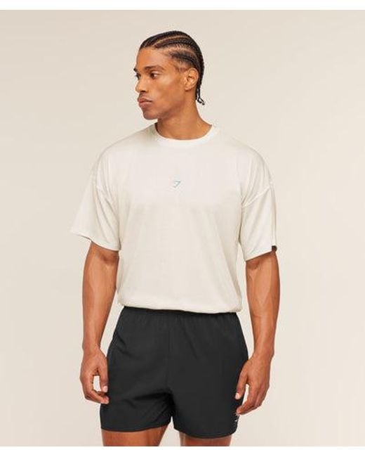 GYMSHARK White Gsrc Stencil Graphic T-Shirt for men