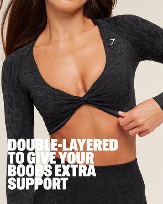 GYMSHARK Black Adapt Animal X Whitney Long Sleeve Crop Top