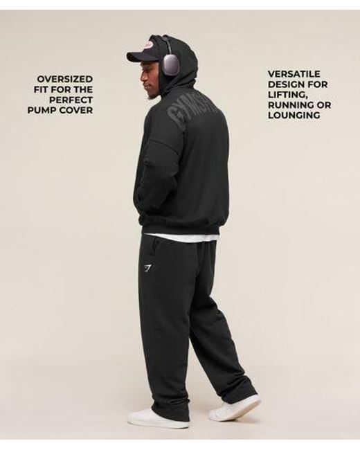 GYMSHARK Black Power Zip Up Hoodie for men
